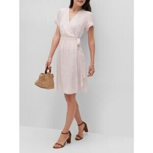 Banana Republic Faux Wrap Dress Red White Size Medium Tall